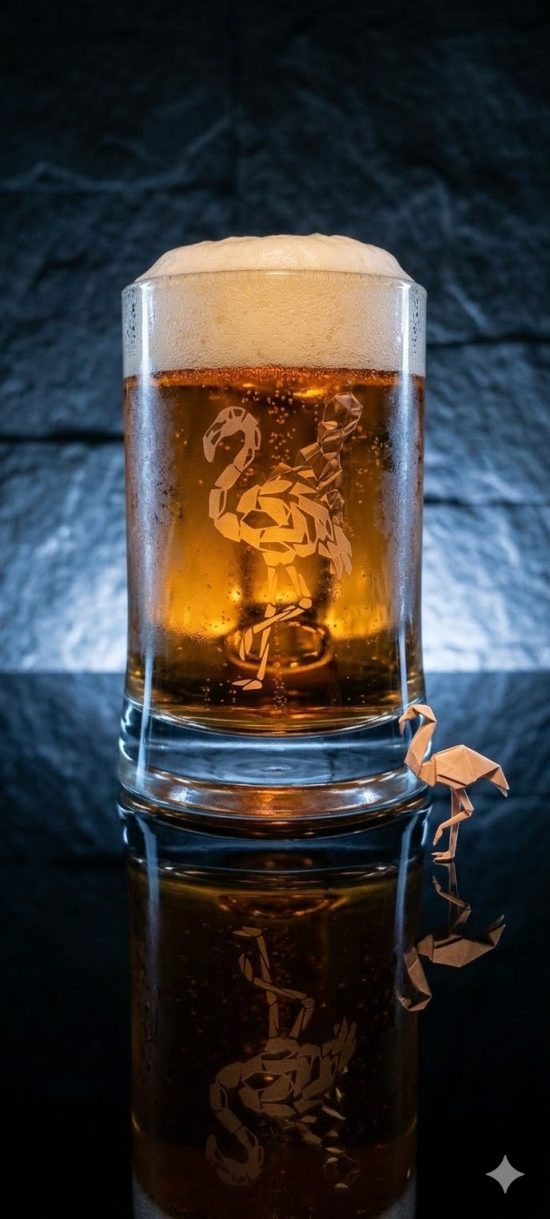 Choppe de bière gravée d'un flamand rose